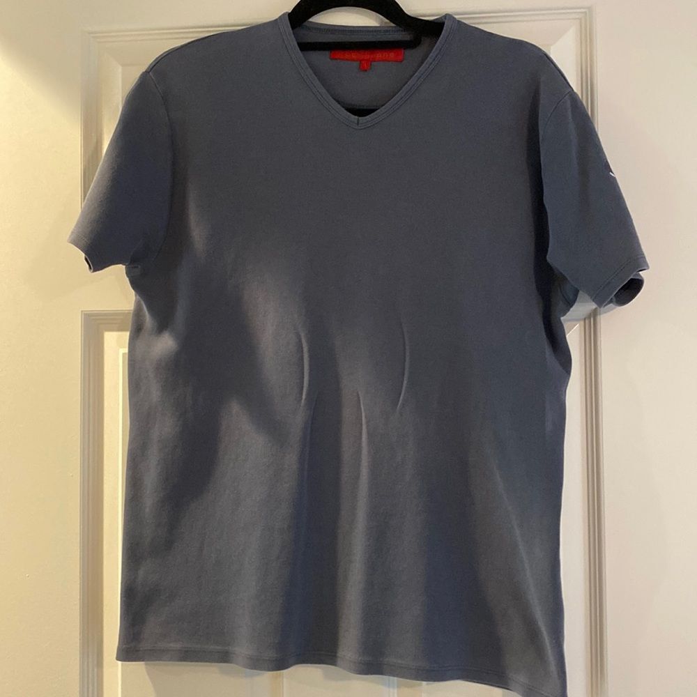 Grey FCUK t shirt with sleeve detail large 100% cotton